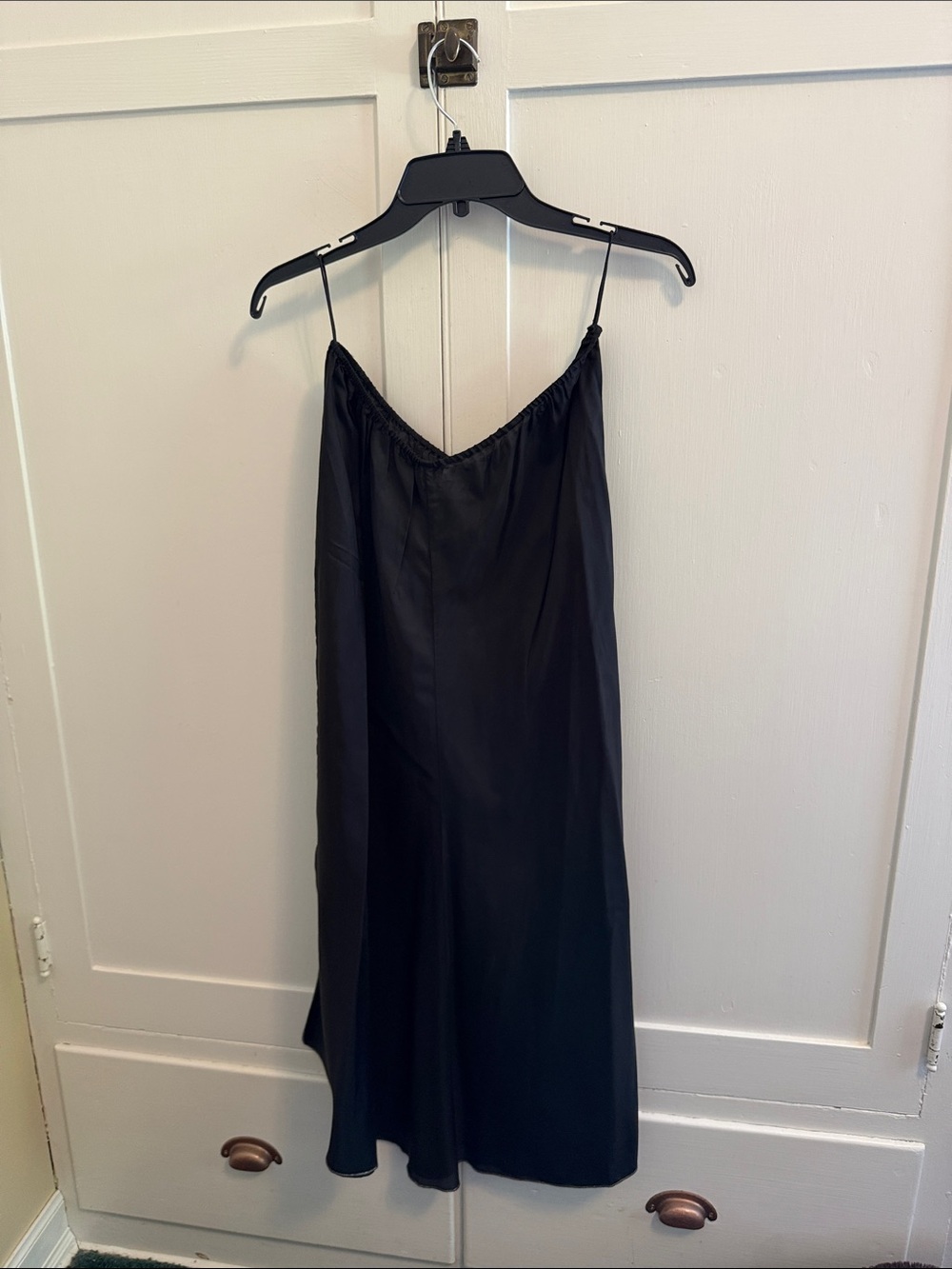Black Maxi Slip Skirt with gold edging